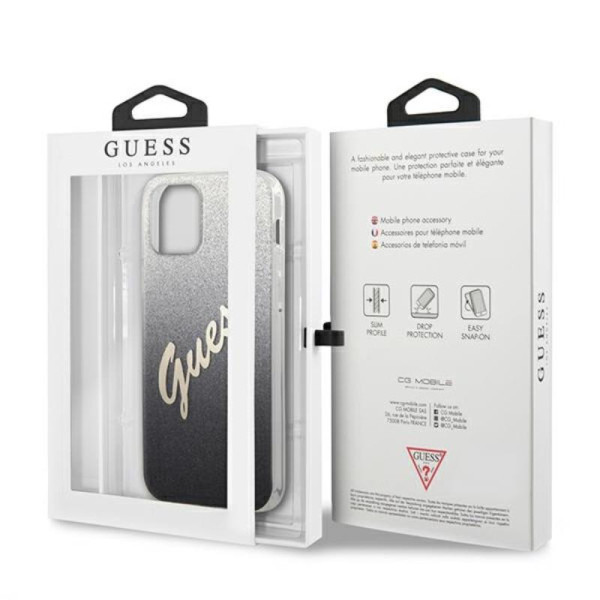 Etui Do iPhone 12 / iPhone 12 Pro Guess Glitter Gradient Script Czarny