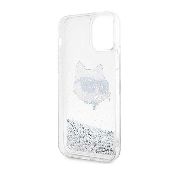 Etui Do iPhone 12 / iPhone 12 Pro Karl Lagerfeld Liquid Glitter NFT Choupette Head Srebrny