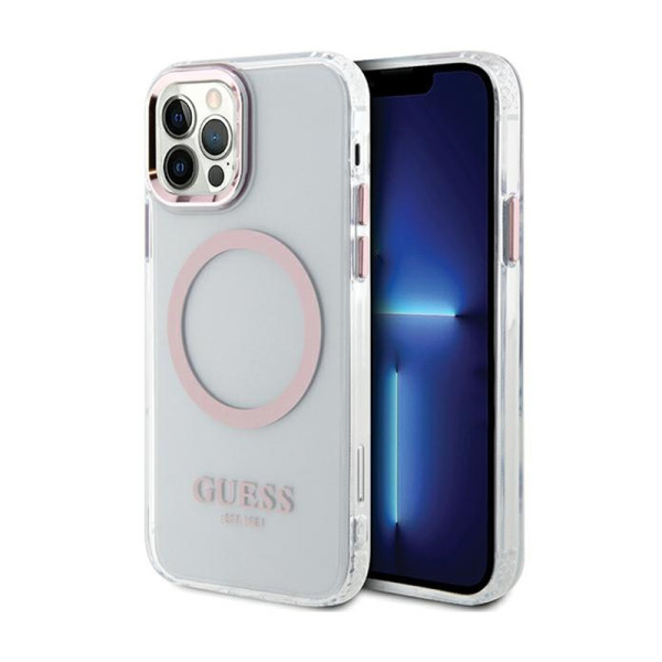 Etui Do iPhone 12 / iPhone 12 Pro Guess Metal Outline MagSafe Przezroczysty