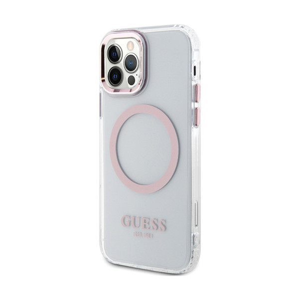 Etui Do iPhone 12 / iPhone 12 Pro Guess Metal Outline MagSafe Przezroczysty