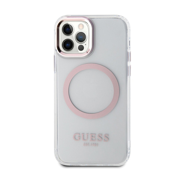 Etui Do iPhone 12 / iPhone 12 Pro Guess Metal Outline MagSafe Przezroczysty