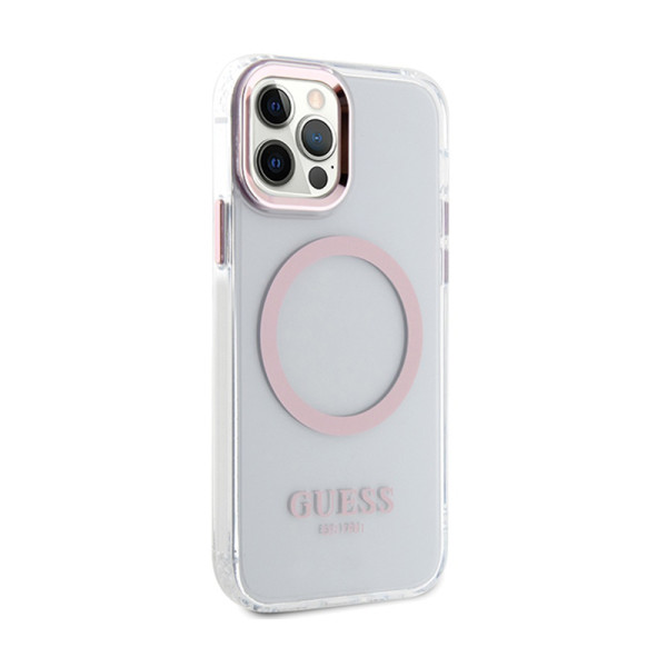 Etui Do iPhone 12 / iPhone 12 Pro Guess Metal Outline MagSafe Przezroczysty