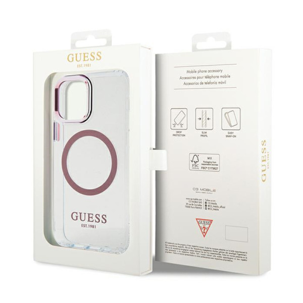Etui Do iPhone 12 / iPhone 12 Pro Guess Metal Outline MagSafe Przezroczysty