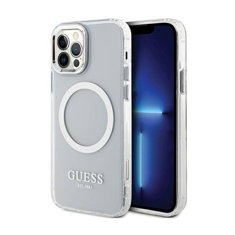 Etui Do iPhone 12 / iPhone 12 Pro Guess Metal Outline MagSafe Przezroczysty