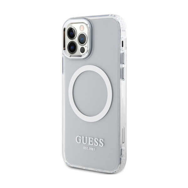Etui Do iPhone 12 / iPhone 12 Pro Guess Metal Outline MagSafe Przezroczysty
