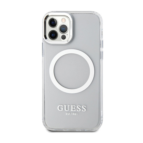 Etui Do iPhone 12 / iPhone 12 Pro Guess Metal Outline MagSafe Przezroczysty