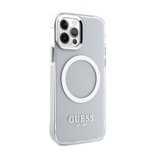 Etui Do iPhone 12 / iPhone 12 Pro Guess Metal Outline MagSafe Przezroczysty