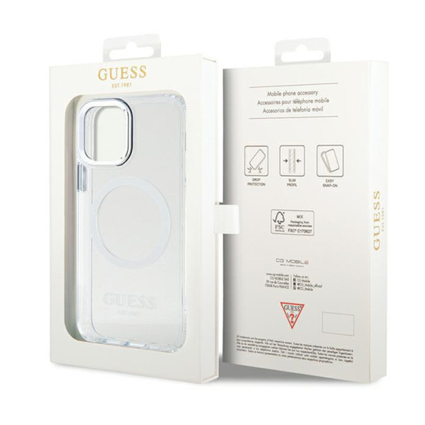 Etui Do iPhone 12 / iPhone 12 Pro Guess Metal Outline MagSafe Przezroczysty