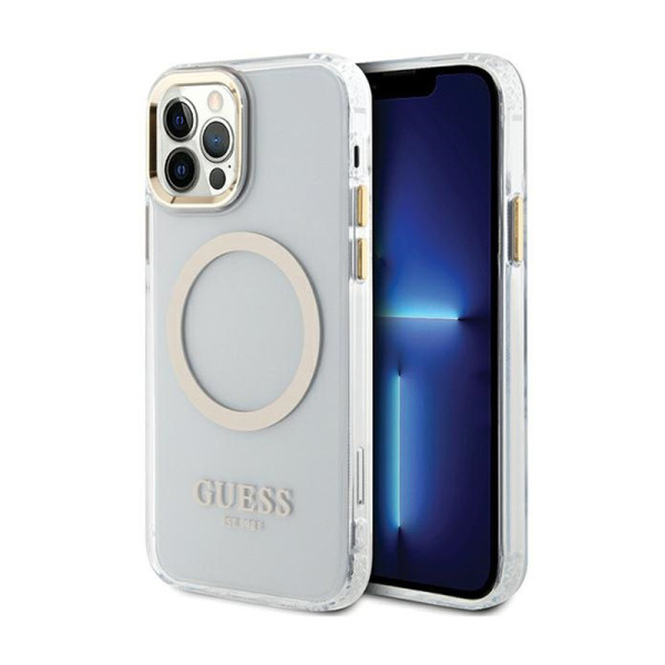 Etui Do iPhone 12 / iPhone 12 Pro Guess Metal Outline MagSafe Przezroczysty