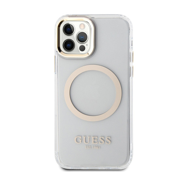 Etui Do iPhone 12 / iPhone 12 Pro Guess Metal Outline MagSafe Przezroczysty