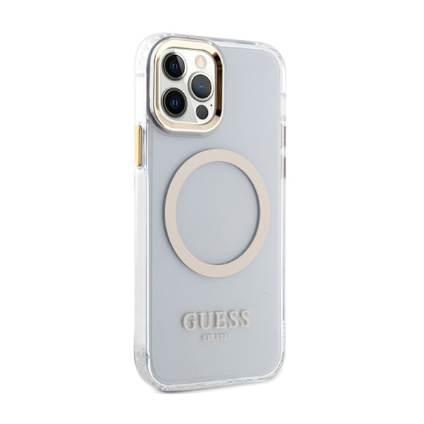 Etui Do iPhone 12 / iPhone 12 Pro Guess Metal Outline MagSafe Przezroczysty
