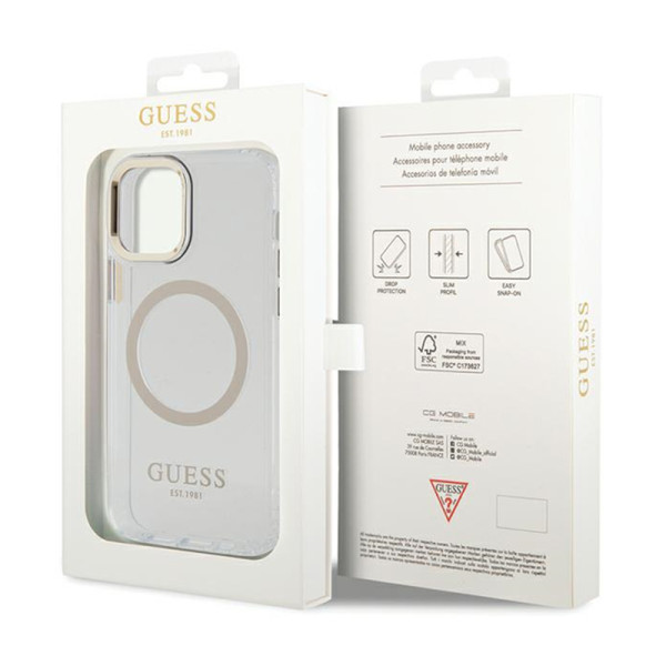Etui Do iPhone 12 / iPhone 12 Pro Guess Metal Outline MagSafe Przezroczysty