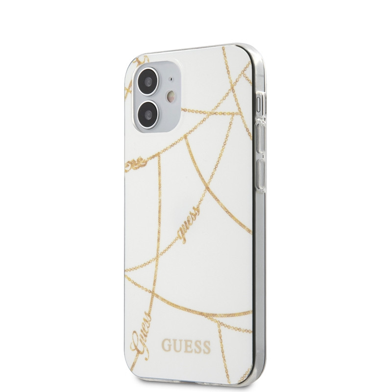 Etui Do iPhone 12 Mini Guess Gold Chain Biały