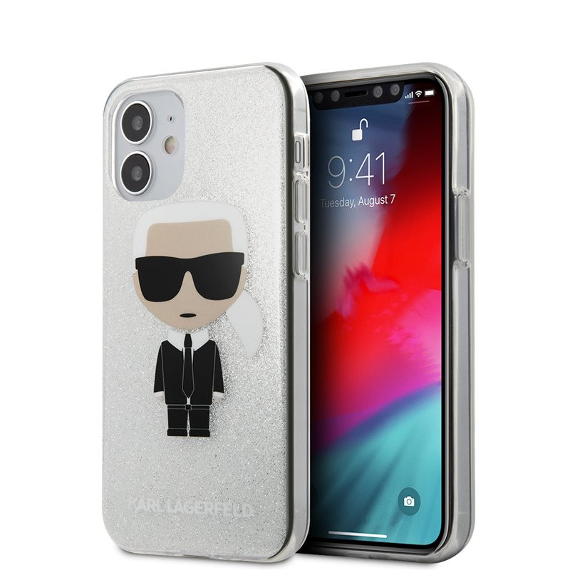 Etui Do iPhone 12 Mini Karl Lagerfeld Iconik Glitter Srebrny