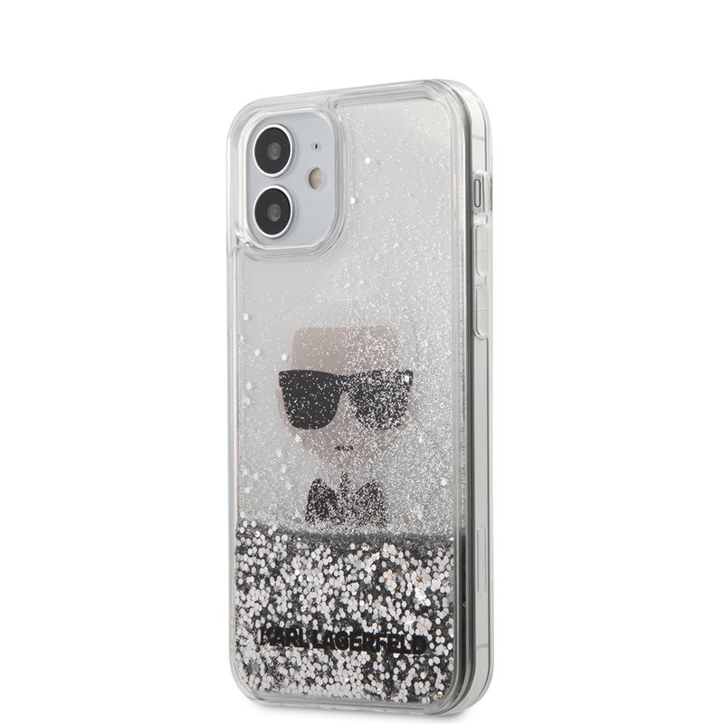 Etui Do iPhone 12 Mini Karl Lagerfeld Liquid Glitter Ikonik Srebrny