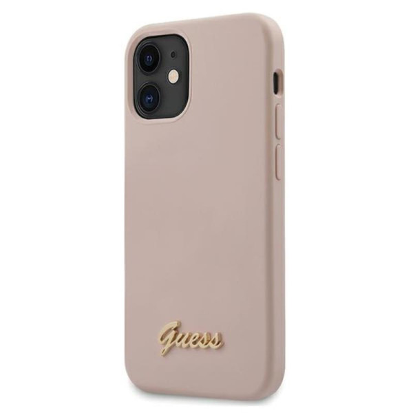 Etui Do iPhone 12 Mini Guess Silicone Script Różowy