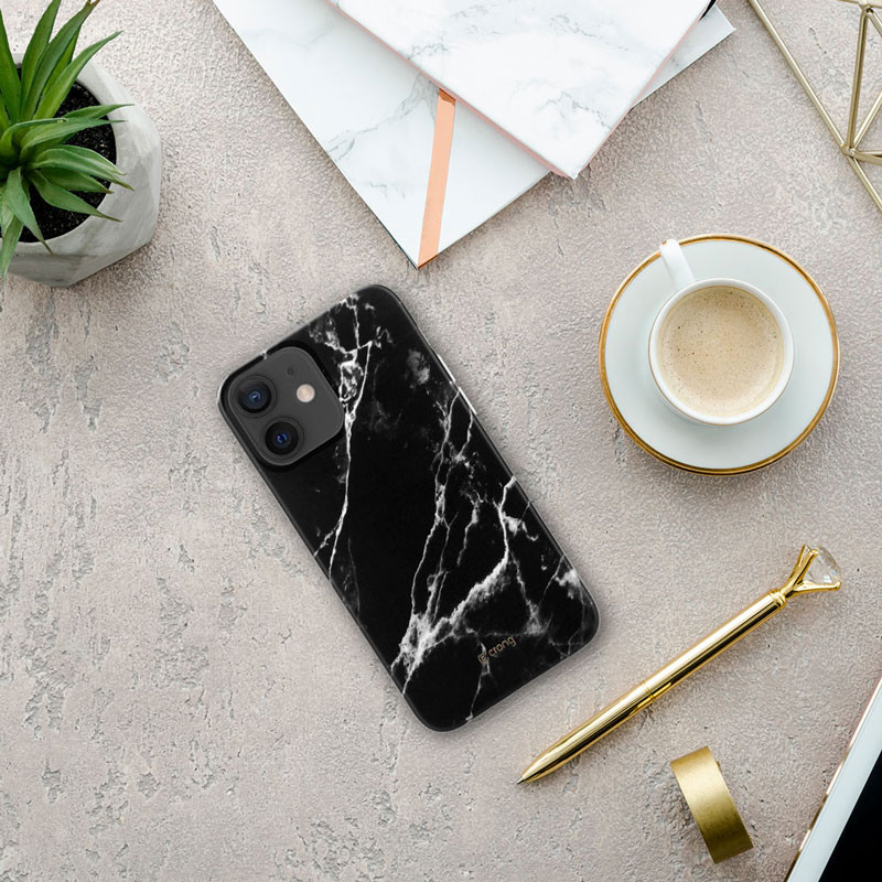 Etui Do iPhone 12 Mini Crong Marble Case Czarny