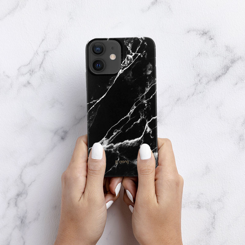 Etui Do iPhone 12 Mini Crong Marble Case Czarny