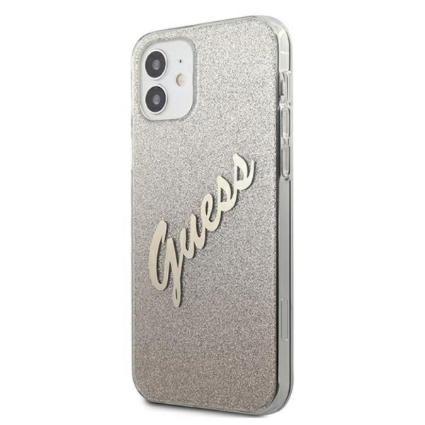 Etui Do iPhone 12 Mini Guess Glitter Gradient Script Złoty