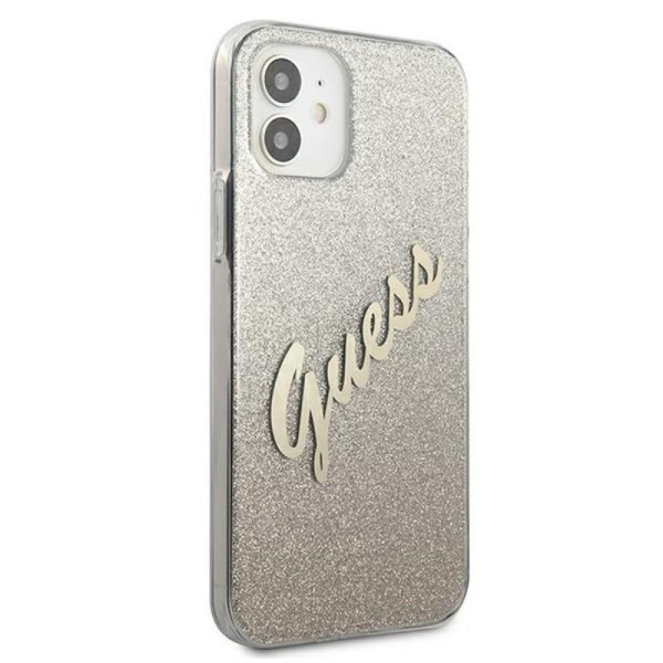 Etui Do iPhone 12 Mini Guess Glitter Gradient Script Złoty