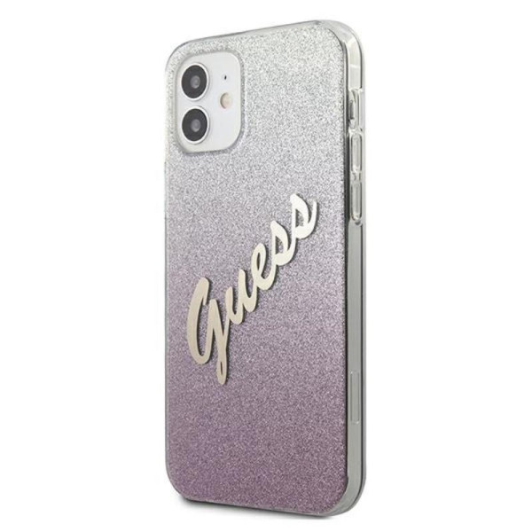 Etui Do iPhone 12 Mini Guess Glitter Gradient Script Różowy