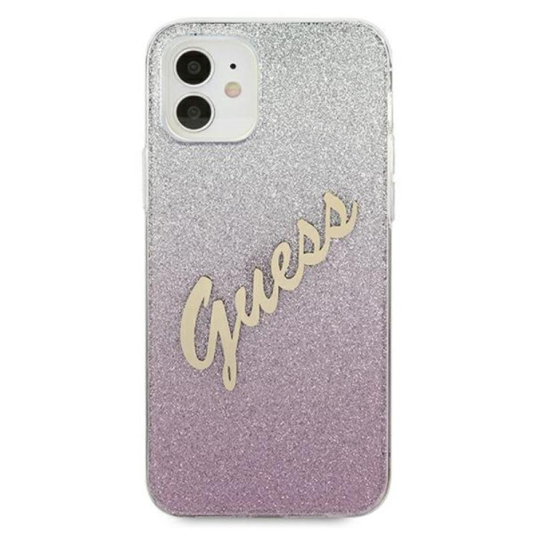 Etui Do iPhone 12 Mini Guess Glitter Gradient Script Różowy
