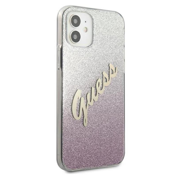 Etui Do iPhone 12 Mini Guess Glitter Gradient Script Różowy