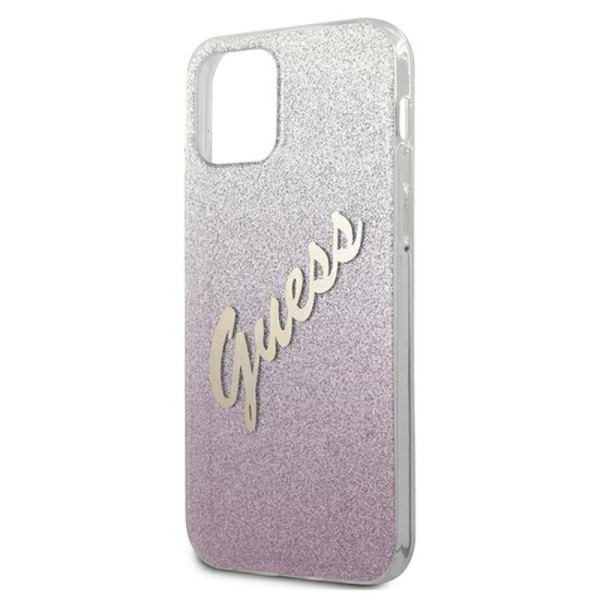 Etui Do iPhone 12 Mini Guess Glitter Gradient Script Różowy