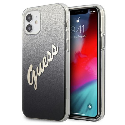 Etui Do iPhone 12 Mini Guess Glitter Gradient Script Czarny