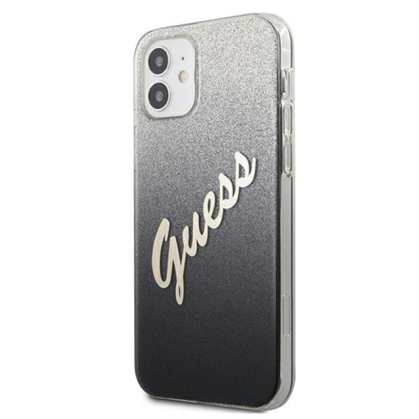 Etui Do iPhone 12 Mini Guess Glitter Gradient Script Czarny