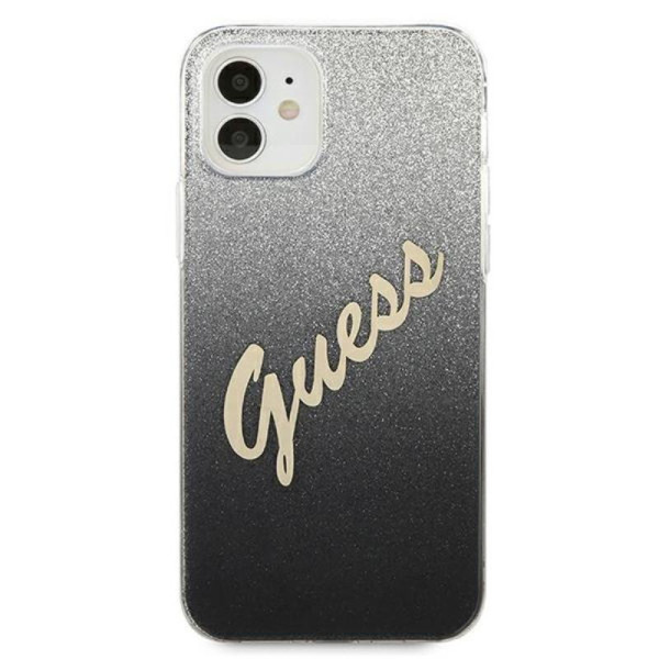 Etui Do iPhone 12 Mini Guess Glitter Gradient Script Czarny