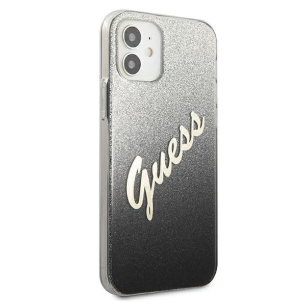 Etui Do iPhone 12 Mini Guess Glitter Gradient Script Czarny