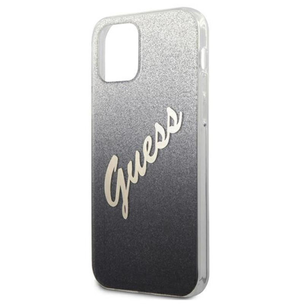 Etui Do iPhone 12 Mini Guess Glitter Gradient Script Czarny