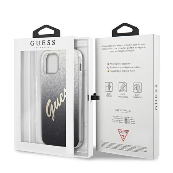 Etui Do iPhone 12 Mini Guess Glitter Gradient Script Czarny