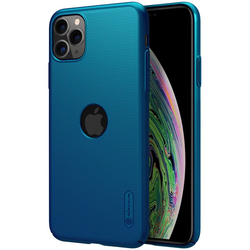 Etui Do Apple iPhone 11 Pro Max Z Wycięciem Na Logo Nillkin Super Frosted Shield Niebieski