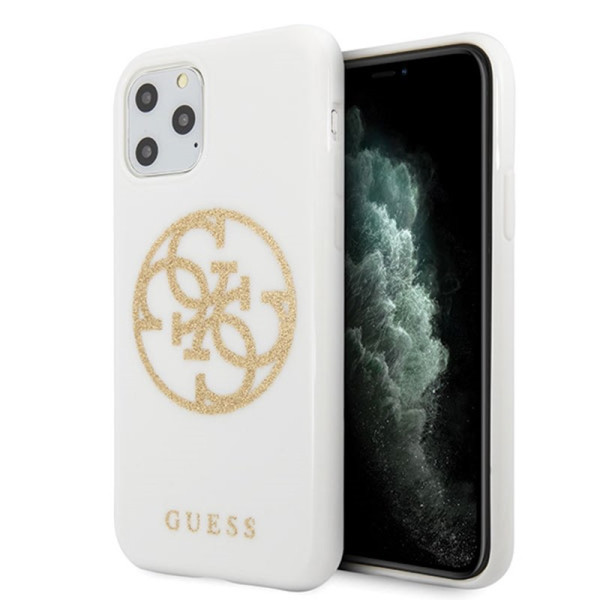 Etui Do iPhone 11 Pro Max Guess Circle Glitter 4G Biały