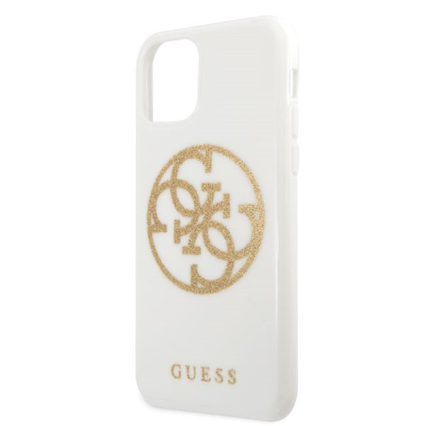 Etui Do iPhone 11 Pro Max Guess Circle Glitter 4G Biały