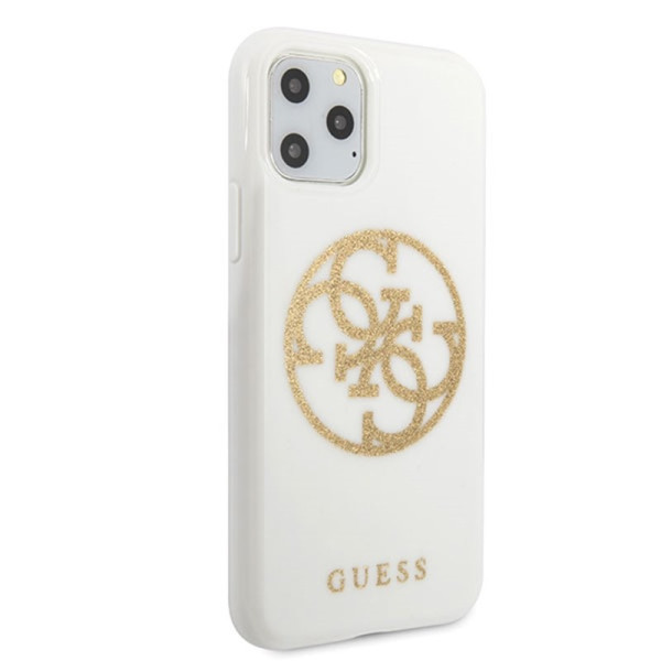 Etui Do iPhone 11 Pro Max Guess Circle Glitter 4G Biały