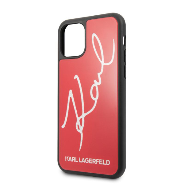 Etui Do iPhone 11 Pro Karl Lagerfeld Double Layers Tempered Glass Glitter Signature Case Czerwony