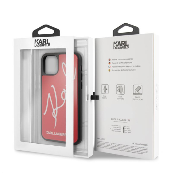 Etui Do iPhone 11 Pro Karl Lagerfeld Double Layers Tempered Glass Glitter Signature Case Czerwony