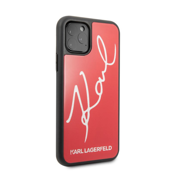 Etui Do iPhone 11 Pro Karl Lagerfeld Double Layers Tempered Glass Glitter Signature Case Czerwony