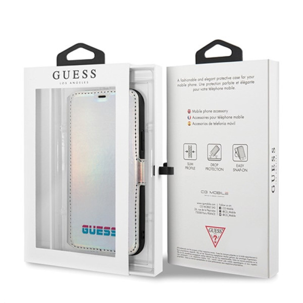 Etui Do iPhone 11 Pro Guess Iridescent Booktype Srebrny