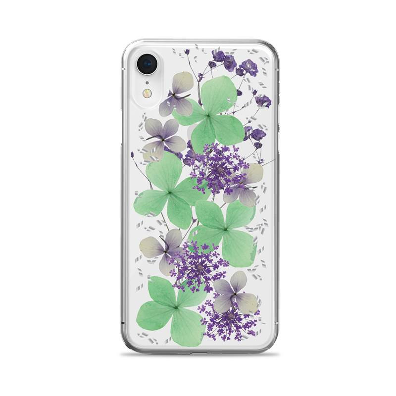 Etui Do iPhone XR ( Prawdziwe Płatki Kwiatów Zielone ) Puro Glam Hippie Chic Cover Przezroczysty