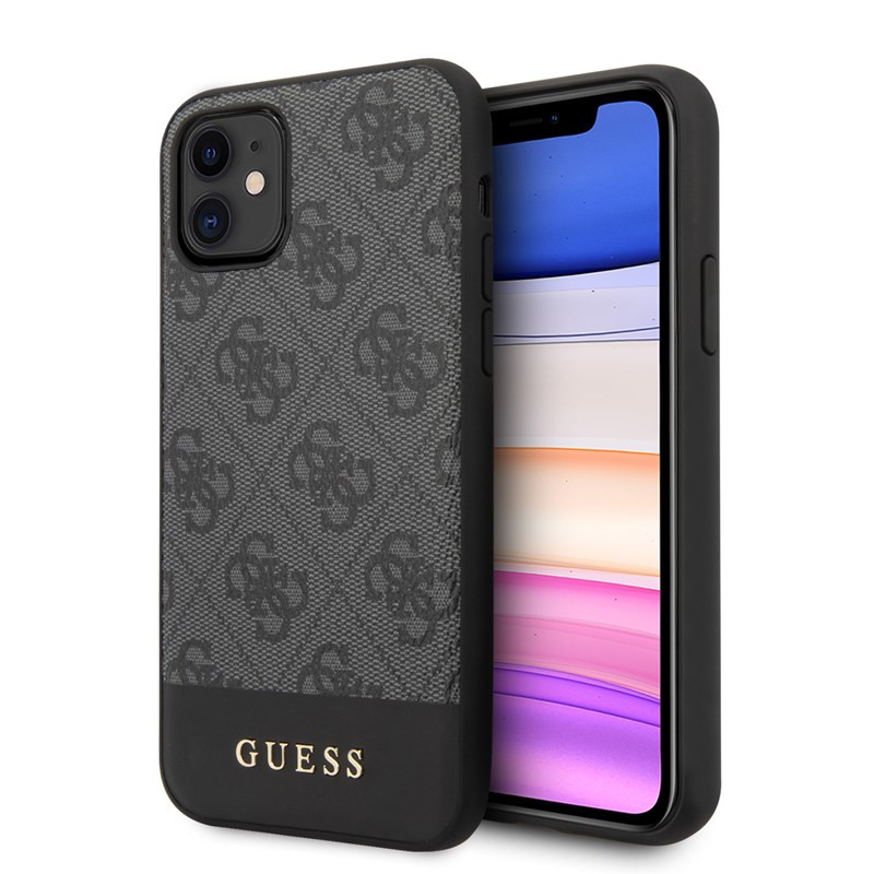 Etui Do iPhone 11 Guess 4G Bottom Stripe Collection Szary