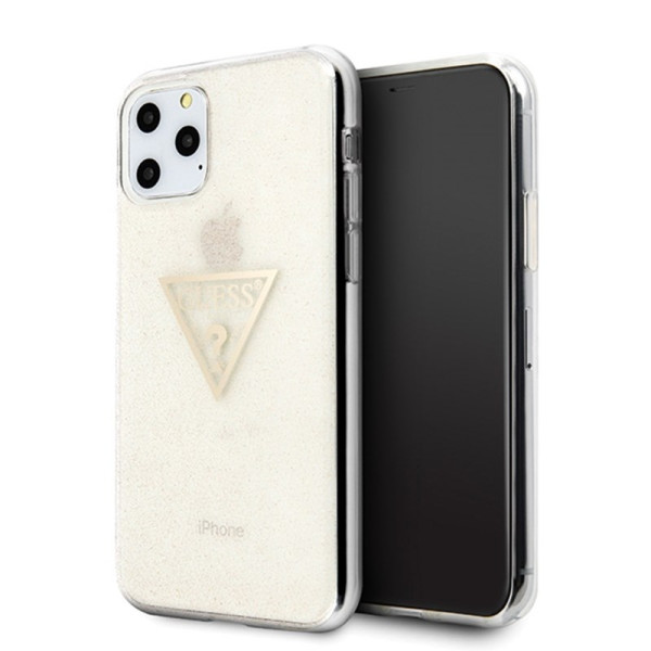 Etui Do iPhone 11 Pro Guess Solid Glitter Triangle Złoty