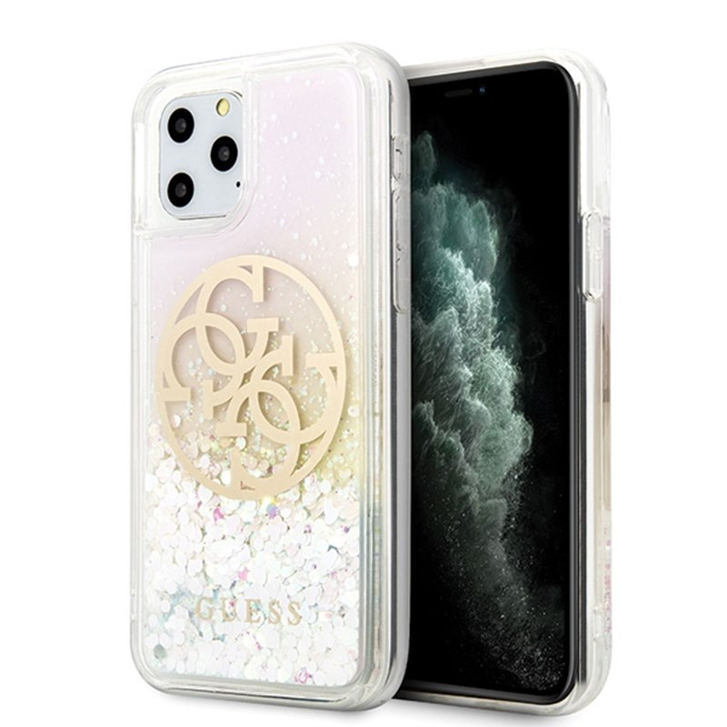 Etui Do iPhone 11 Pro Guess Gradient Liquid Glitter Circle Logo Przezroczysty