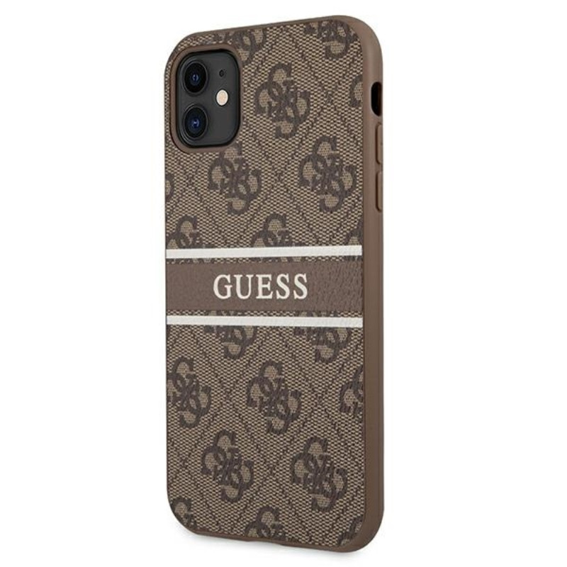 Etui Do iPhone 11 Guess 4G Printed Stripe Brązowy