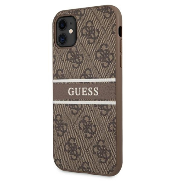 Etui Do iPhone 11 Guess 4G Printed Stripe Brązowy