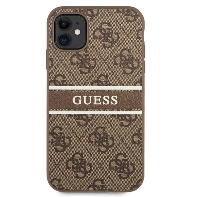 Etui Do iPhone 11 Guess 4G Printed Stripe Brązowy