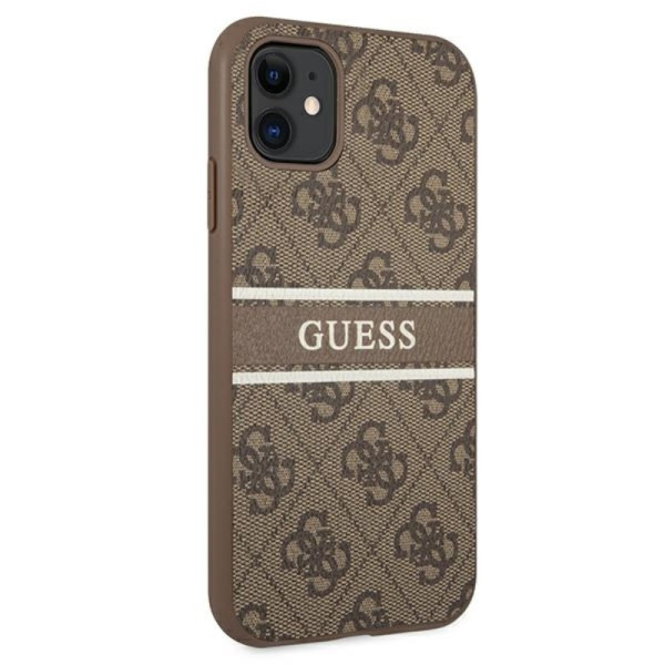 Etui Do iPhone 11 Guess 4G Printed Stripe Brązowy